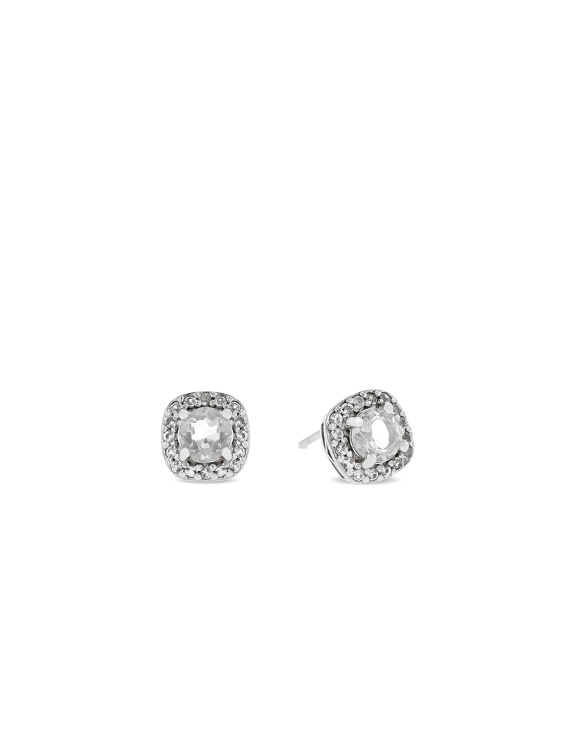 Sterling Silver Cubic Zirconia Women's April Birthstone Stud Earrings