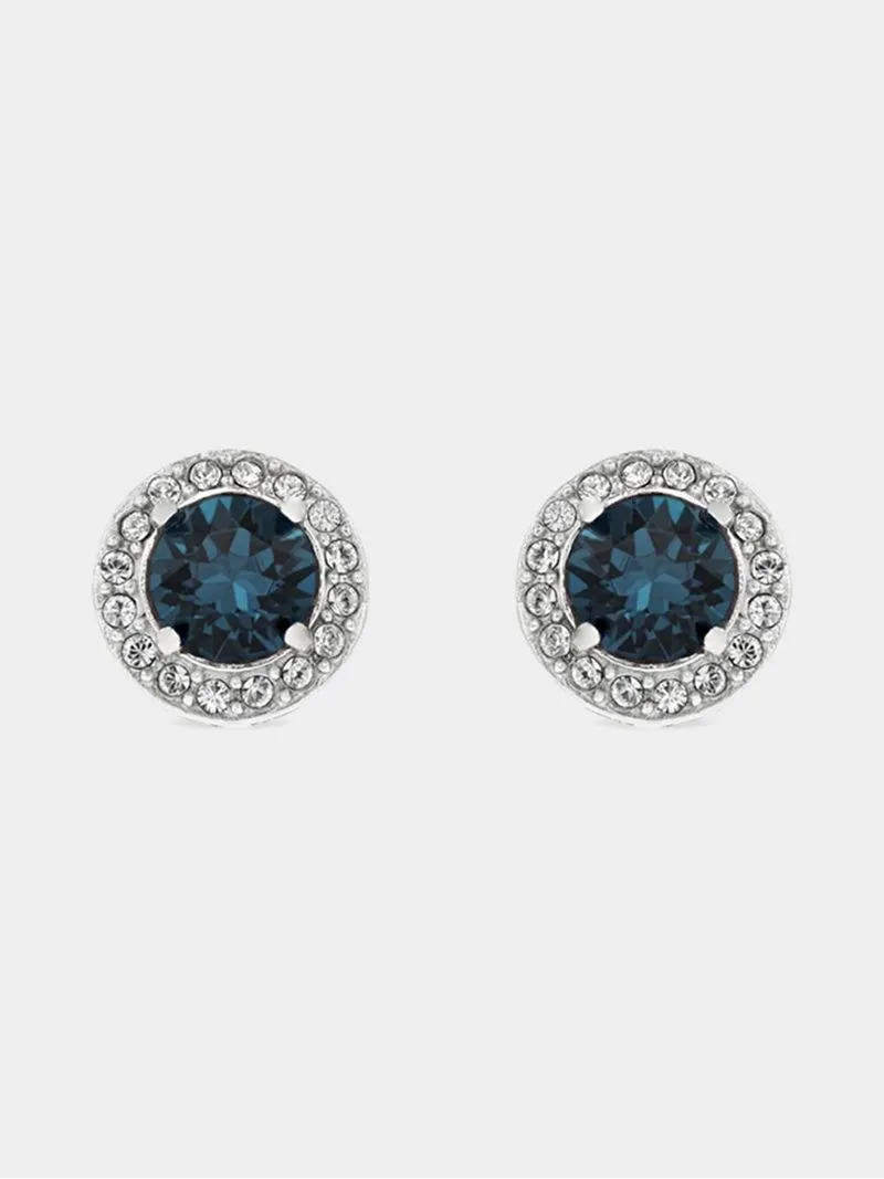 Sterling Silver Crystal Women's September Birthstone Stud Earrings
