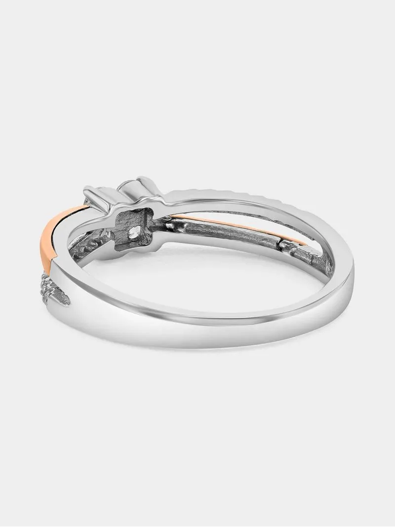 Rose Gold & Sterling Silver 0.25ct Lab Grown Diamond Flower Twist Ring