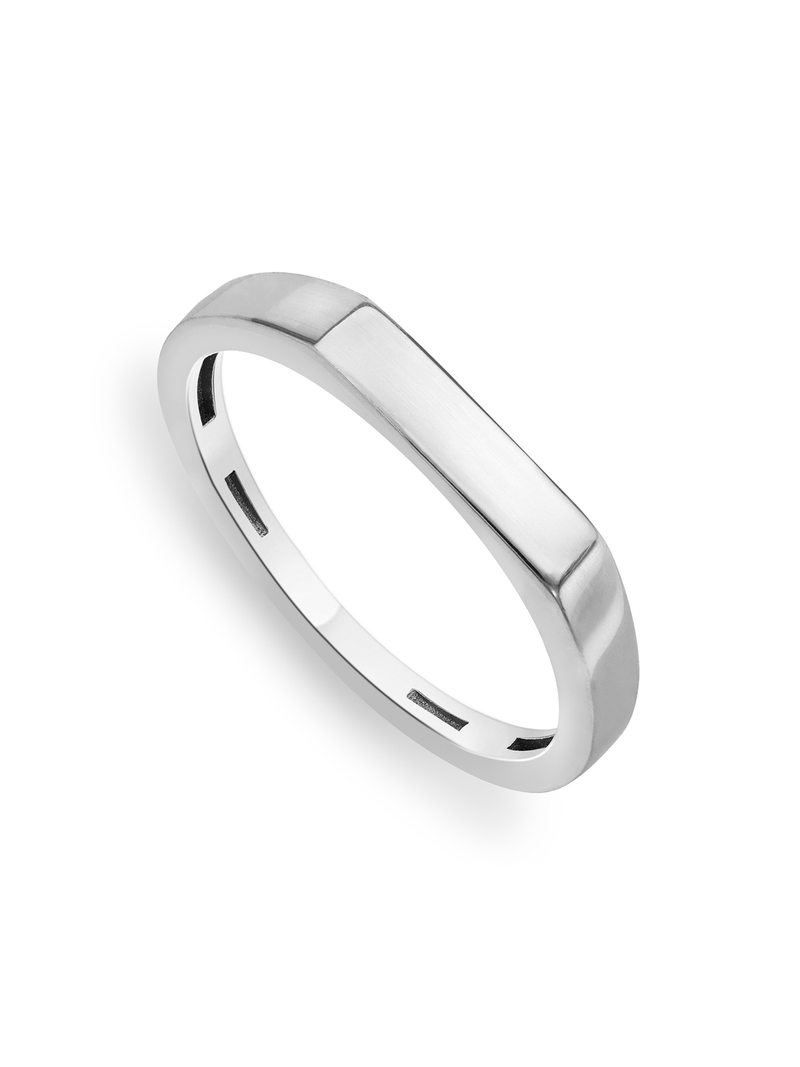 Sterling Silver Men’s Skinny Square Edge Signet Ring