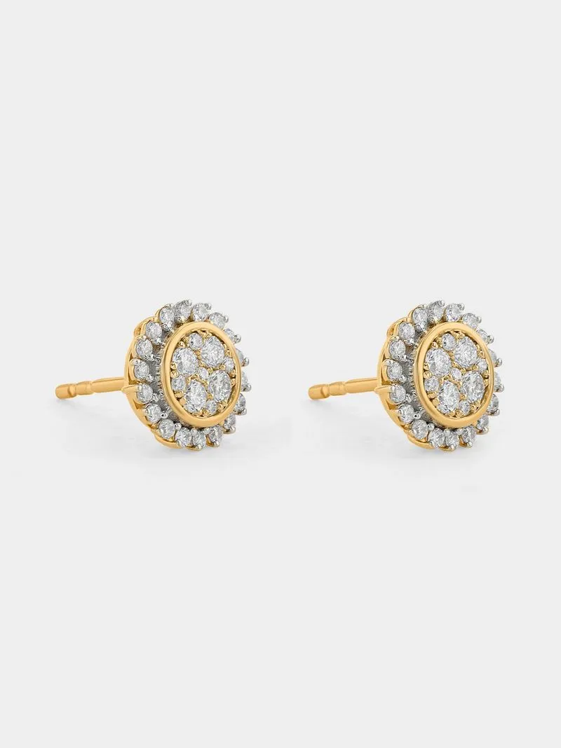 Yellow Gold 0.4ct Lab Grown Diamond Round Halo Stud Earrings