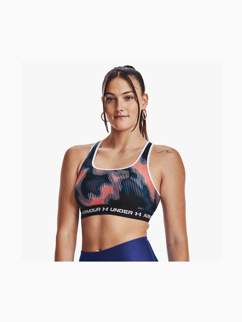 Womens Under Armour Crossback Medium Impact Coral Bra