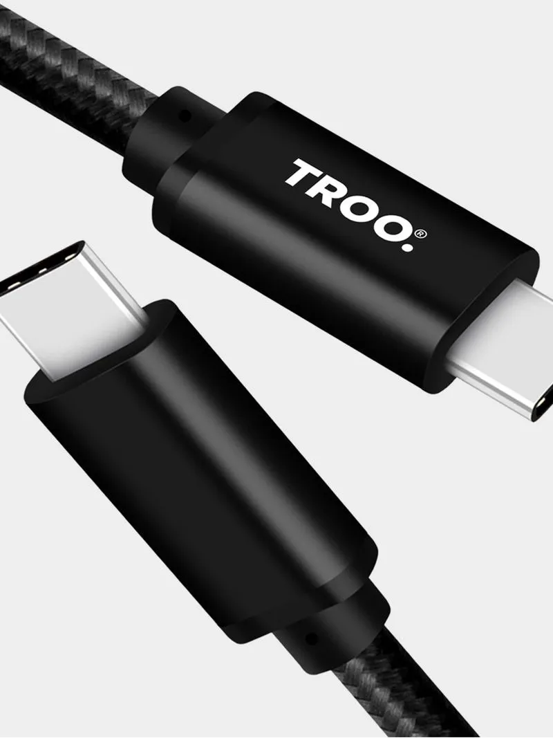 TROO Certified Fast Charge PD 100W 4K@60Hz Type-C To Type-C Braided Cable - 2 m