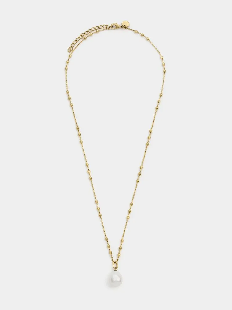 Rose Gold Plated Women’s Mini Ball Pearl Pendant