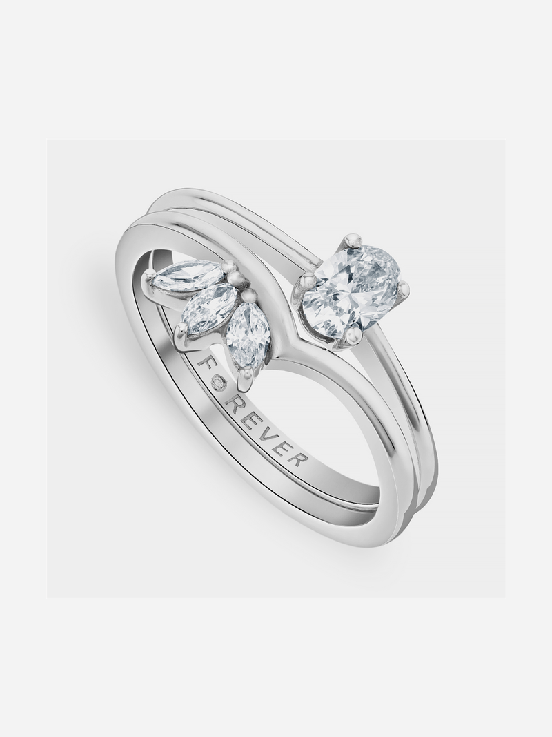 White Gold 0.48ct Diamond Fancy Oval Tiara Set