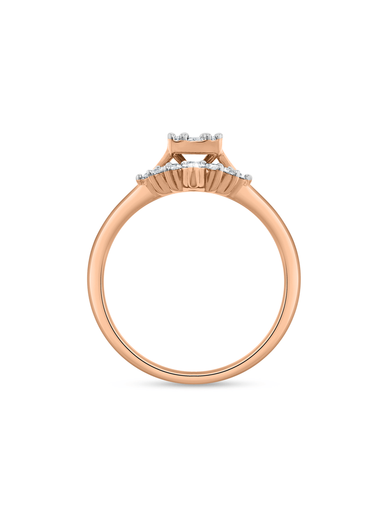 Rose Gold 0.35ct Diamond Cluster Cushion Tiara Twinset Ring