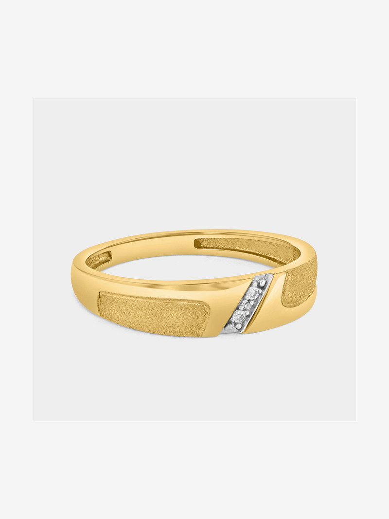 Yellow Gold Earth Grown Diamond Diagonal Channel Ring