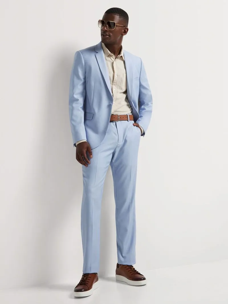 Men's Markham Slim Textured Pale Blue Suit Trouser