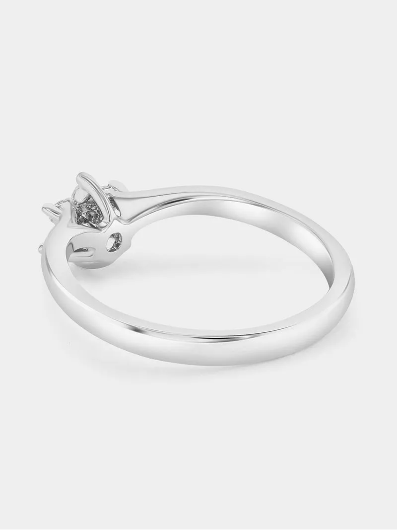 Sterling Silver Lab Grown Diamond Star Flower Ring
