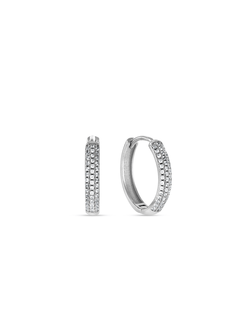 Sterling Silver Cubic Zirconia Pavé Women’s Hoop Earrings