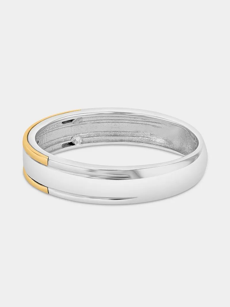 Yellow Gold & Sterling Silver Earth Grown Diamond Wedding Band