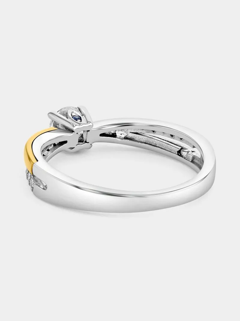 Yellow Gold & Sterling Silver Moissanite Solitaire Crossover Ring