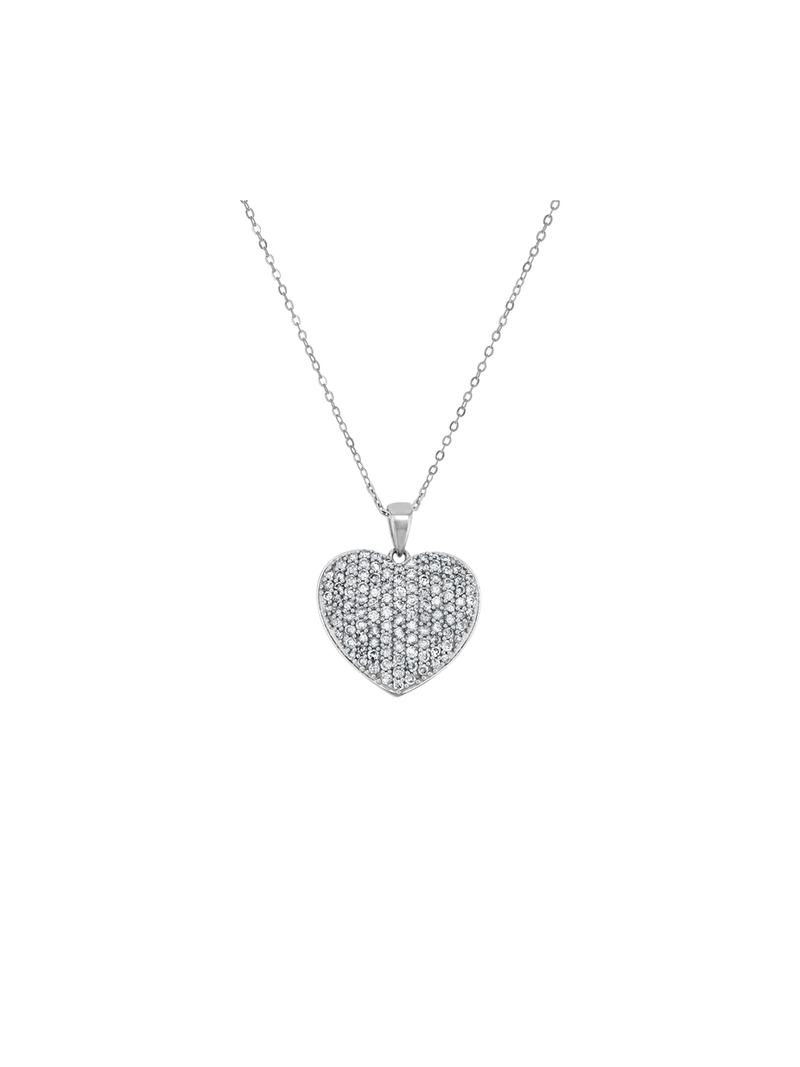 Sterling Silver 1ct Diamond Pavé Heart Women’s Pendant