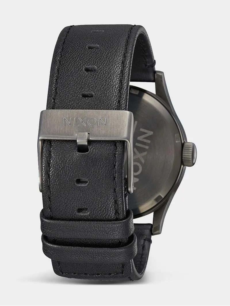 Nixon Men's Sentry Leather Gunmetal Plated & Black Stainless Steel Watch