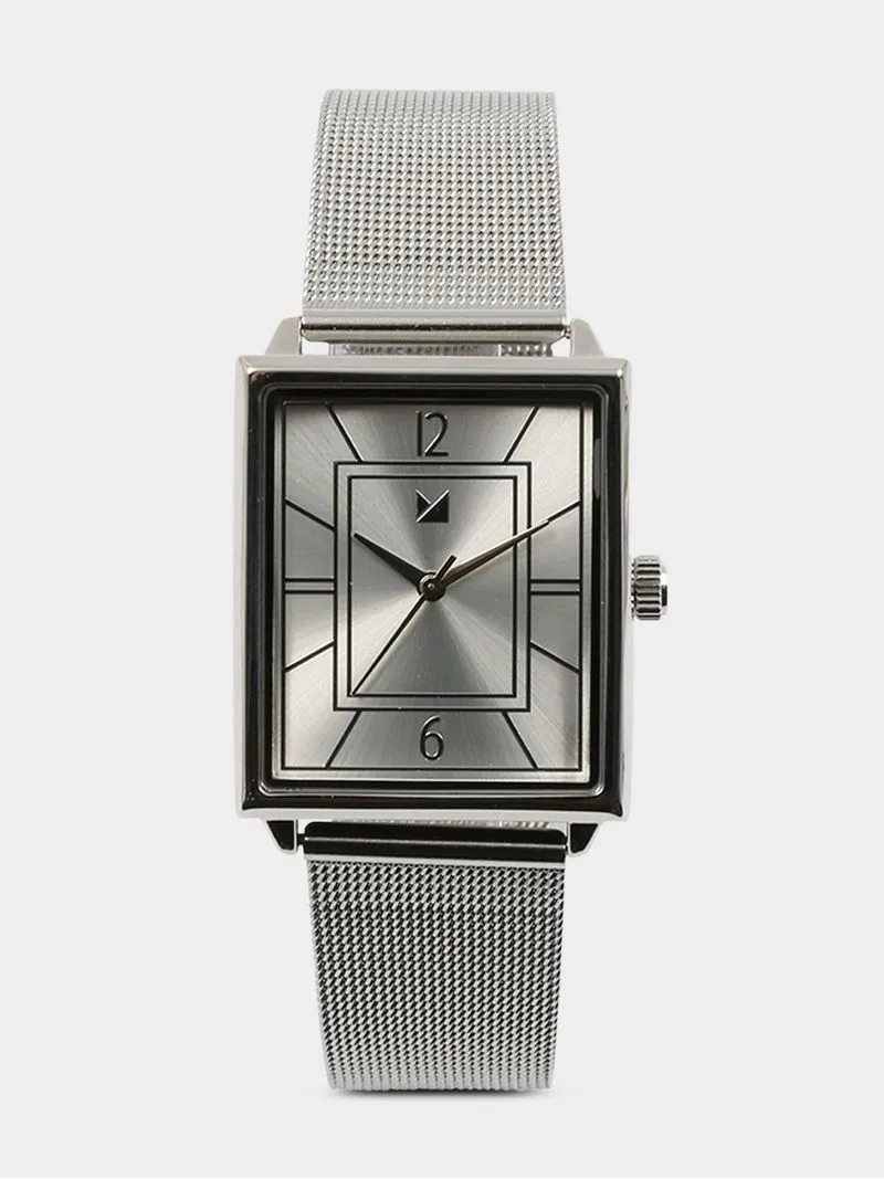 Men's Markham Classic Rectangle Mesh Metal Silver Watch