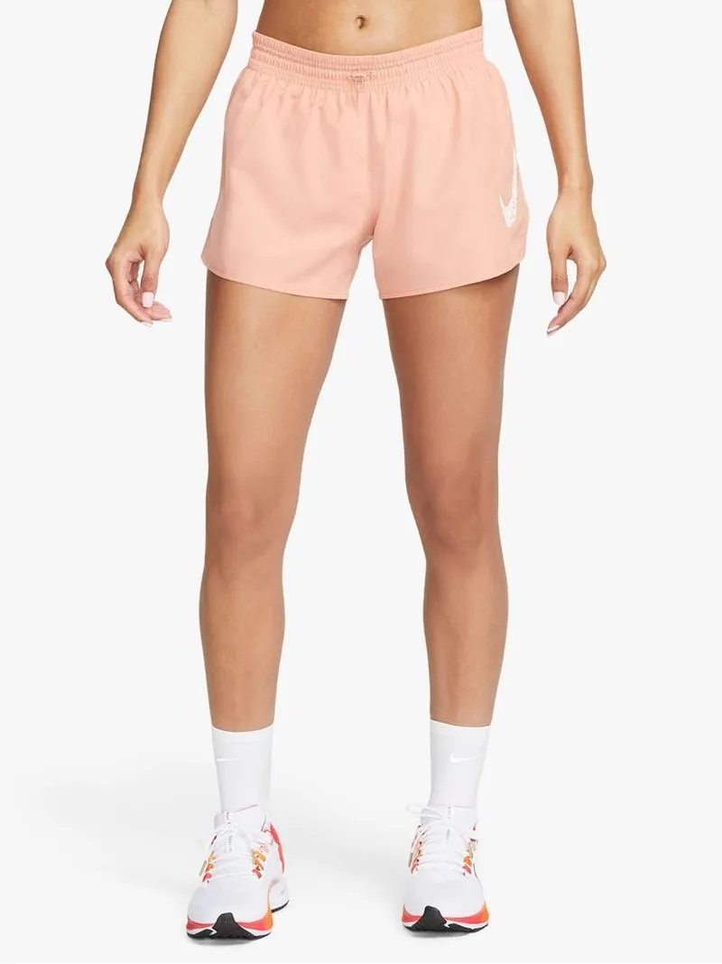 Womens Nike Dri-Fit Swoosh Peach/White Run Shorts