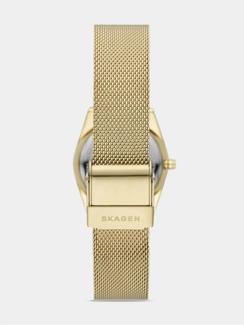 Skagen Women's Grenen Lille Solar Powered Gold Plated Stainless Steel Mesh Watch