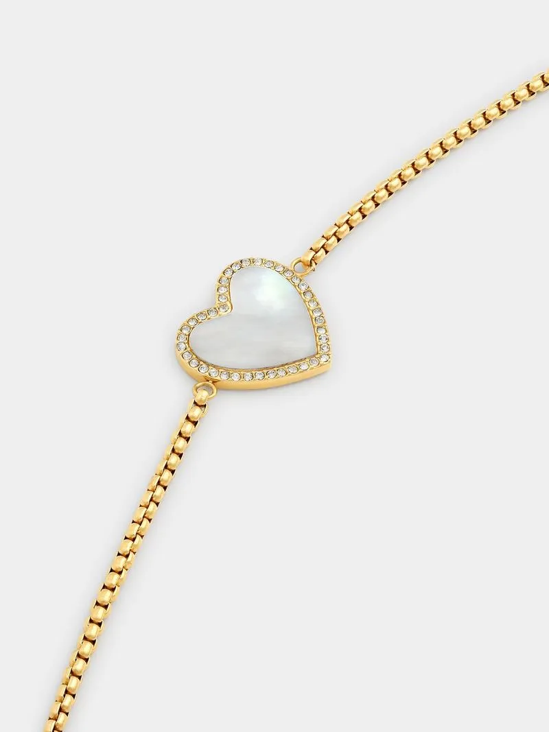 Tempo Jewellery Gold Plated Stainless Steel Mother Of Pearl Heart Bracelet