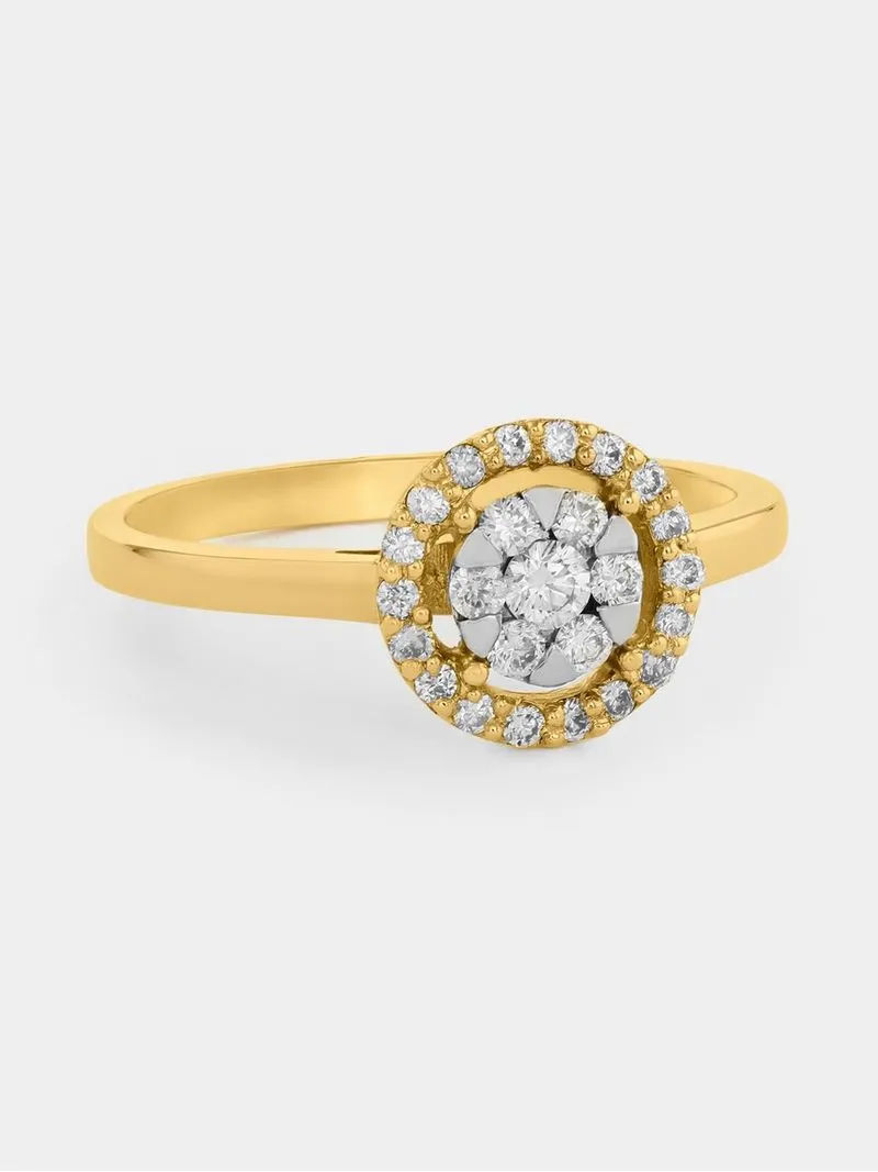 Yellow Gold Diamond Illusion Halo Women’s Ring