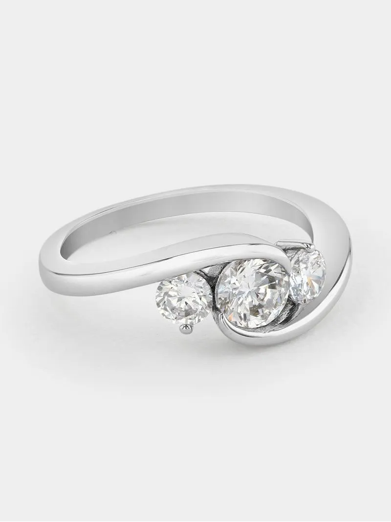 Cheté Sterling Silver Cubic Zirconia Women’s Trilogy Embrace Ring