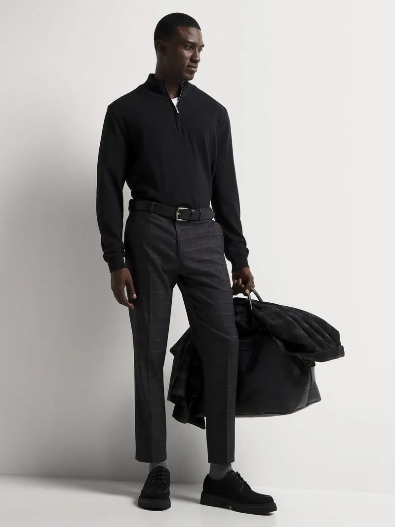 Men's Markham Smart Slim Tapered Houndstooth Black/Charcoal Trouser
