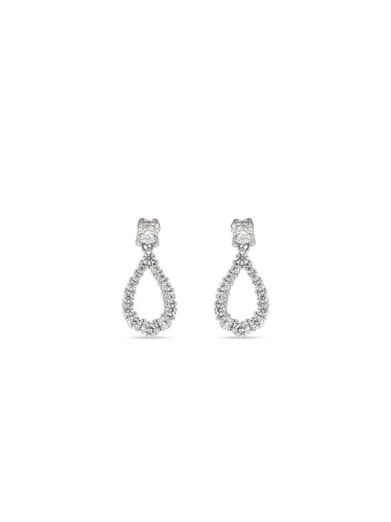 Sterling Silver & Cubic Zirconia Open Women's Teardrop Earrings