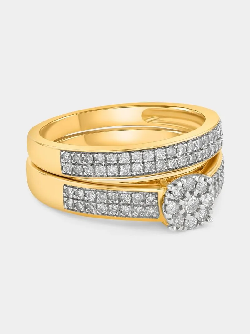 Yellow Gold 0.50ct Diamond Illusion Pave Twinset Ring