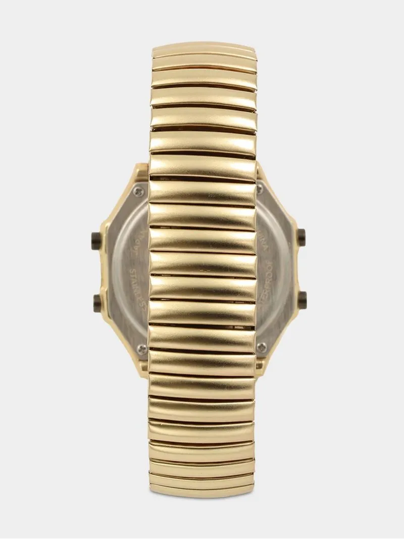 Men's Markham Retro Sq Digital Expansion Gold Watch