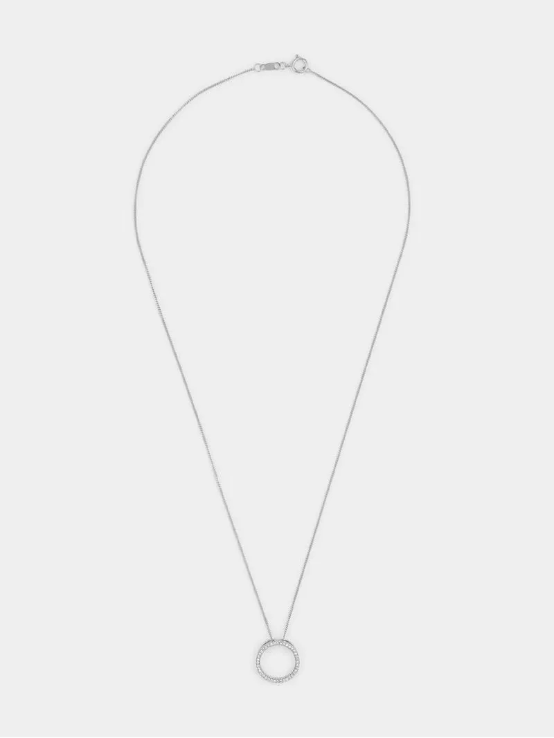 Sterling Silver Lab Grown Diamond Women’s Circle Pendant