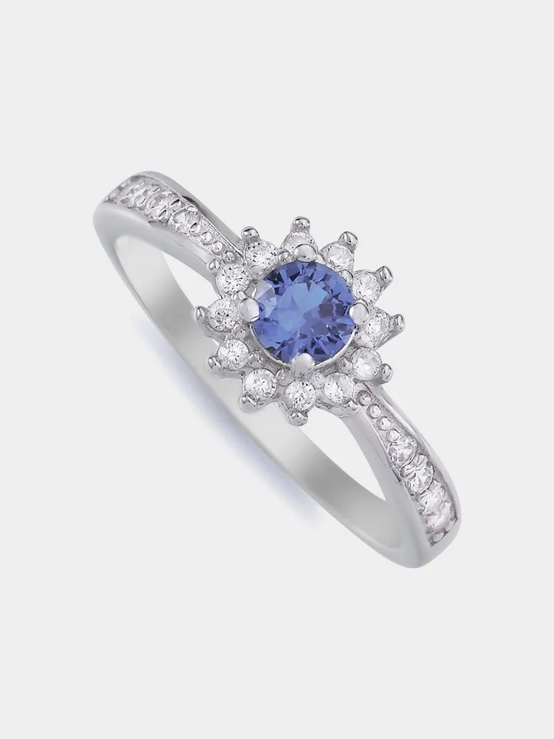 Sterling Silver & Cubic Zirconia Daisy Silver Ring