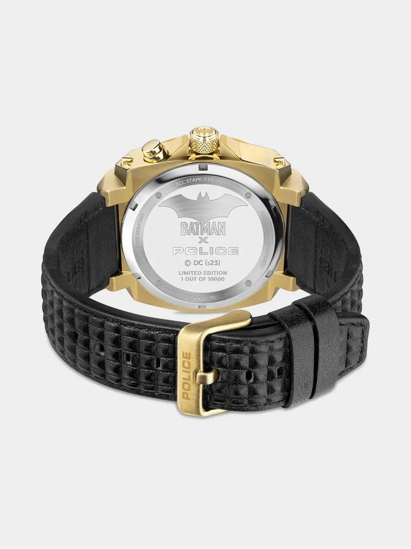 Police Forever Batman Gold Plated Black Leather Limited Edition Watch
