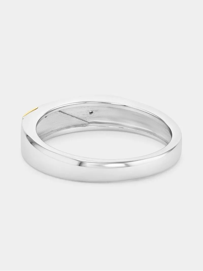 Yellow Gold & Sterling Silver Diamond Diagonal Ring