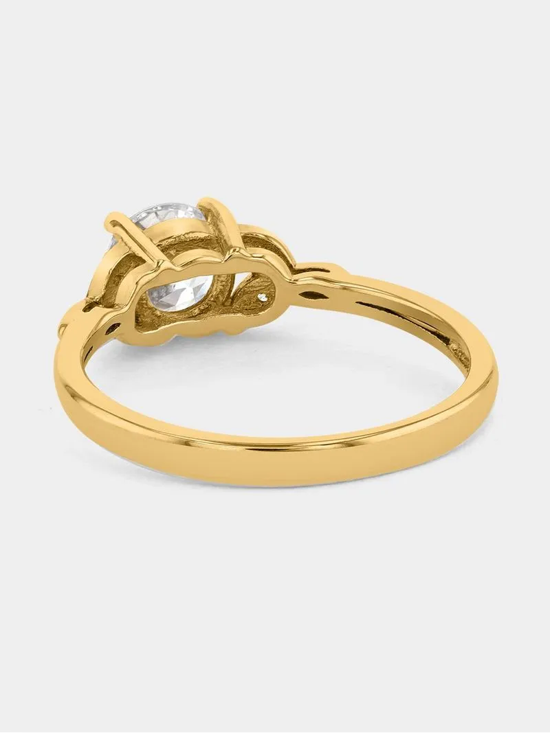 Yellow Gold Cubic Zirconia Round Solitaire Ring
