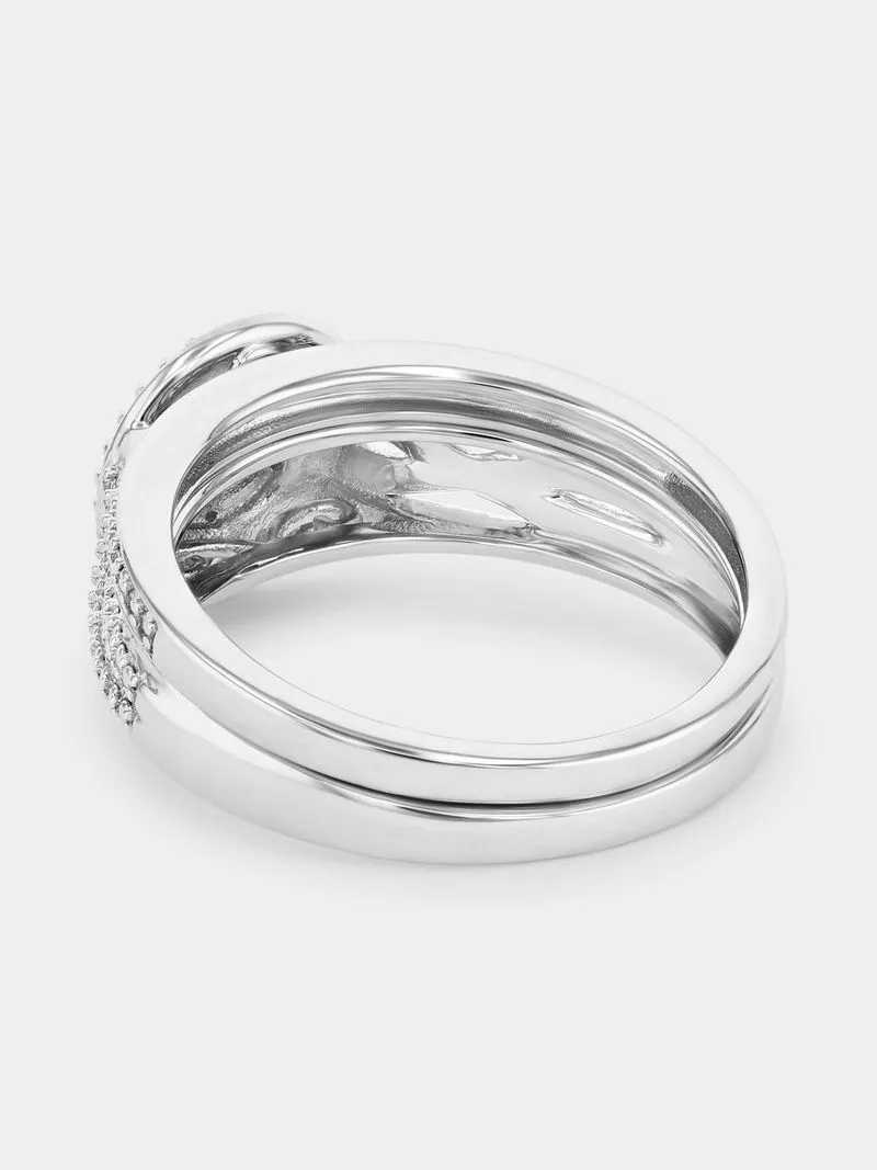 Sterling Silver Lab Grown Diamond Round Halo Infinity Twinset Ring
