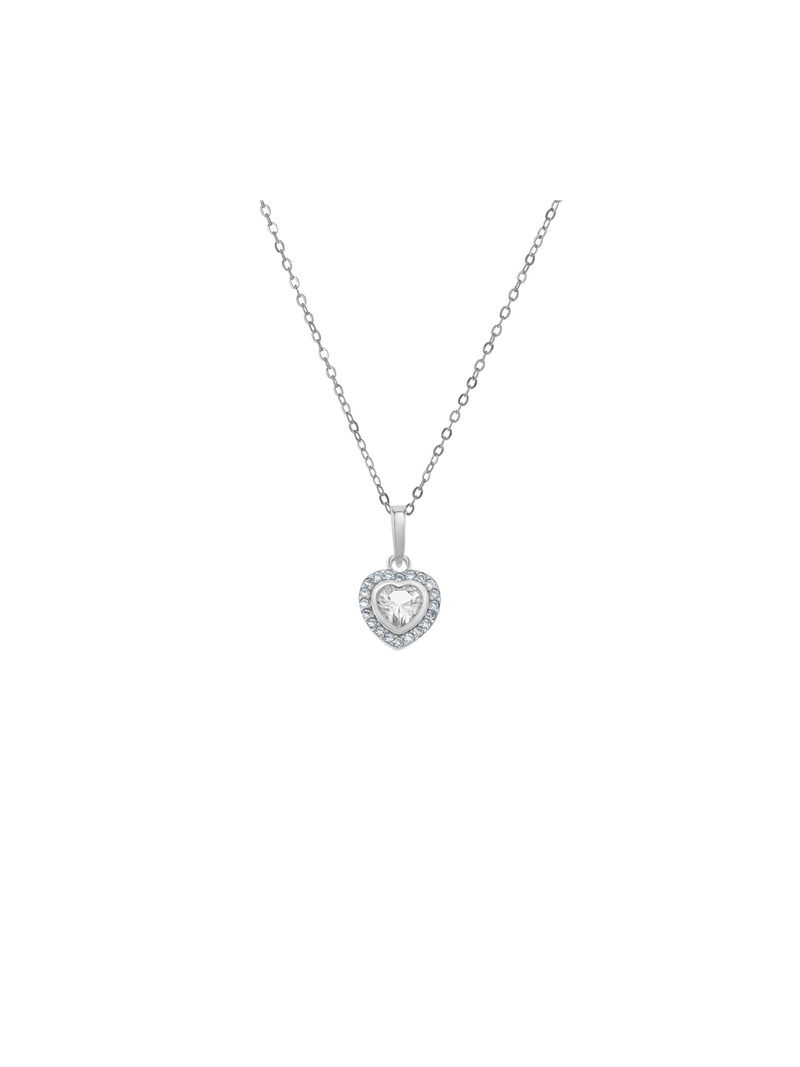 Sterling Silver Cubic Zirconia Kid's April Birthstone Pendant Necklace