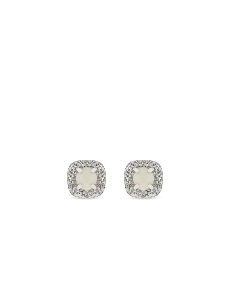 Sterling Silver Cubic Zirconia Women's October Birthstone Stud Earrings