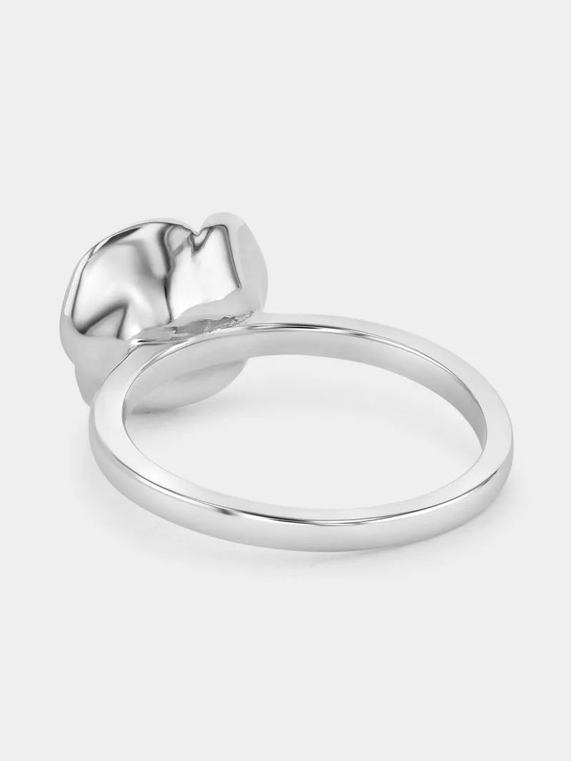 Sterling Silver Cubic Zirconia Solitaire Rose Ring