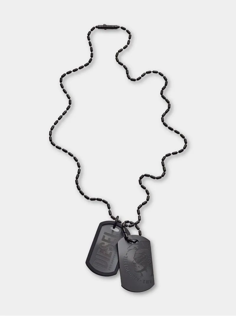 Diesel Black Plated Stainless Steel Double Dogtag Chain