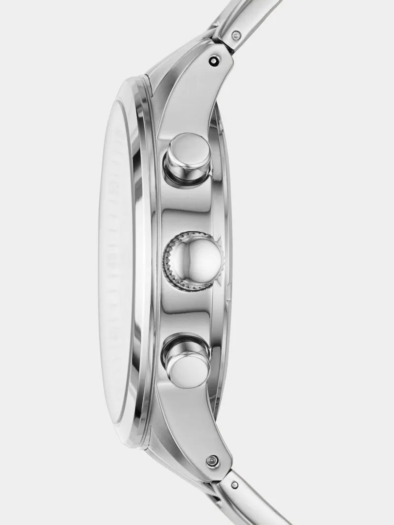 Fossil Flynn Silver Plated Stainless Steel Chronograph Bracelet Watch