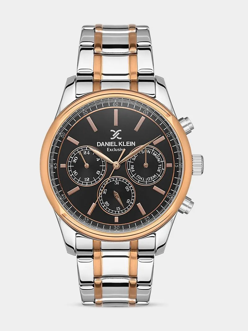 Daniel Klein Rose Plated Two-Tone Chronographic Stainless Steel Bracelet Watch