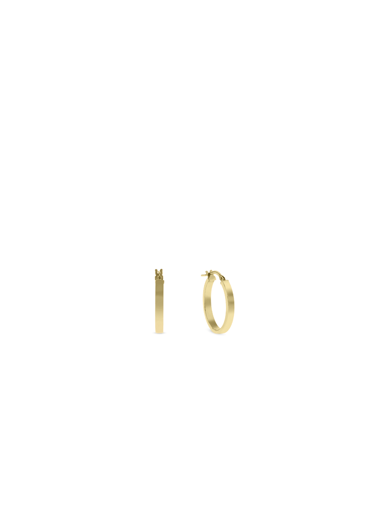 Yellow Gold & Sterling Silver, Square Hoop Earrings