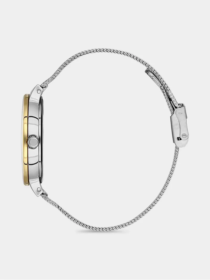 Daniel Klein Gold Plated Silver Dial Stainless Steel Mesh Watch