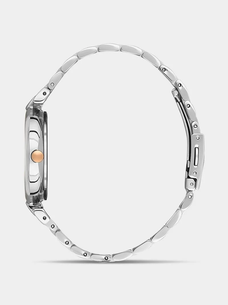 Daniel Klein Rose Plated Silver Toned Dial Two-Tone Stainless Steel Bracelet Watch