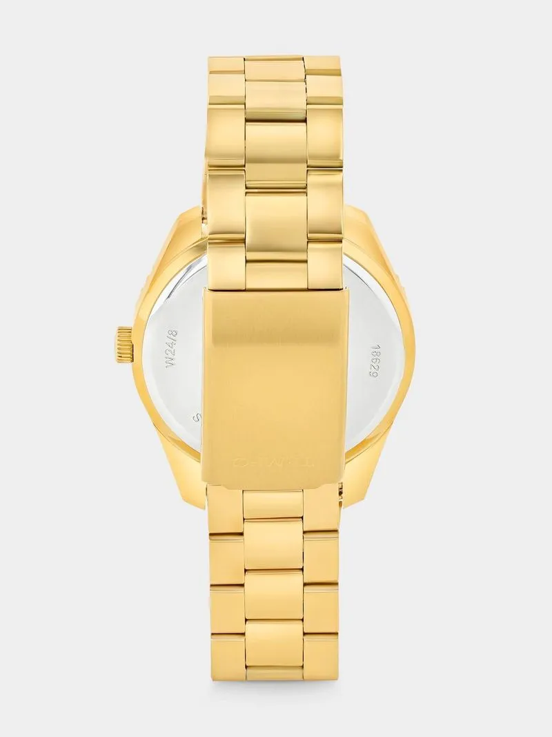 Tempo Gold Plated Black & Gold Tone Africa Dial Heritage Bracelet Watch