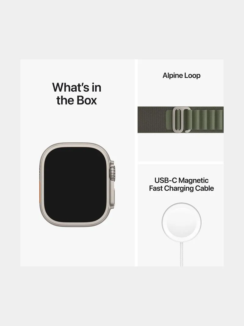Apple Watch Ultra GPS + Cellular, 49mm Titanium Case with Green Alpine Loop - Large
