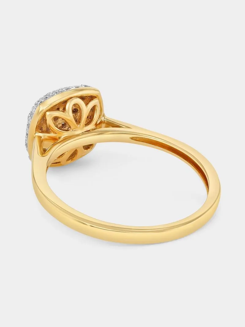 Yellow Gold 0.33ct Diamond Cushion Double Halo Ring