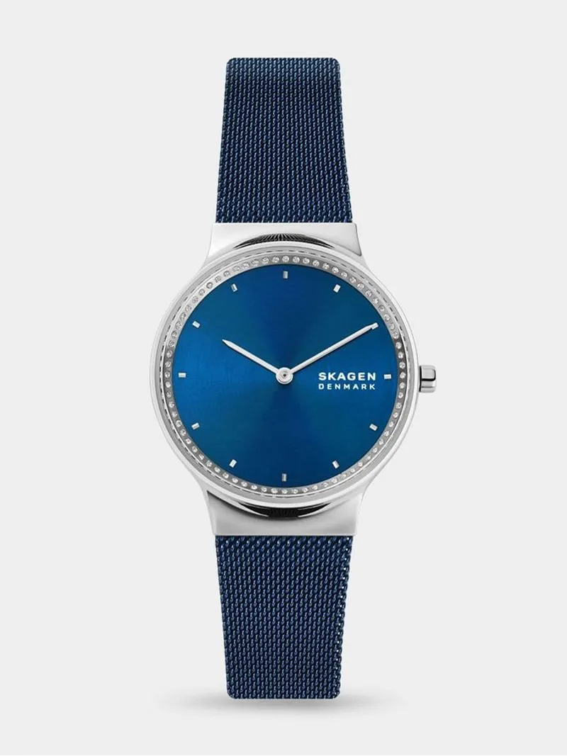 Skagen Women's Freja Blue & Silver Plated Stailess Steel Mesh Watch
