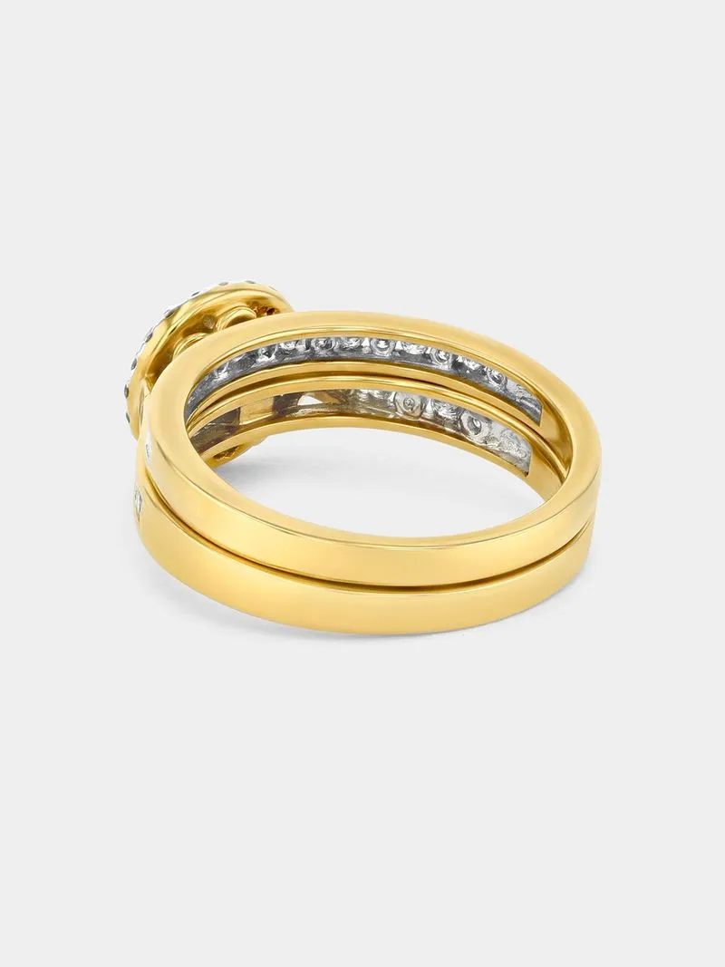 9ct White Gold 0.75ct Diamond Halo Ring Set