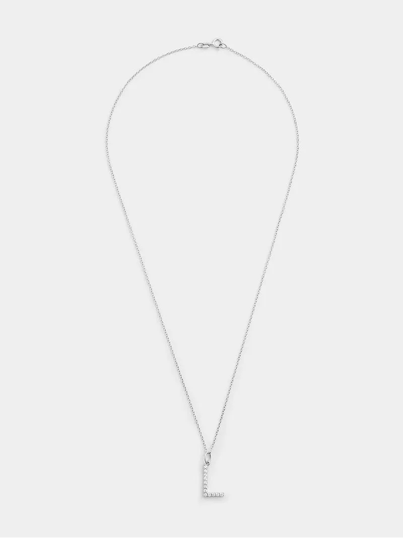 Cheté Sterling Silver Cubic Zirconia “L” Initial Pendant