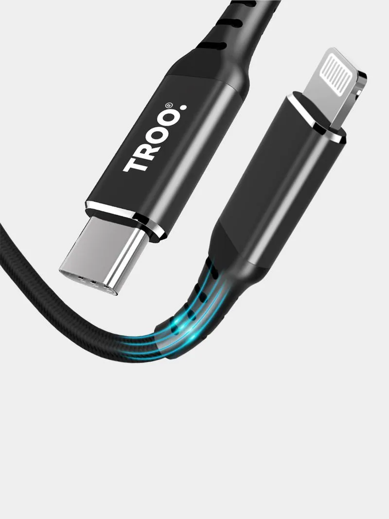TROO Certified Fast Charge PD 30W Type-C To Lightning MFI Braided Cable